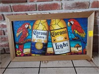 Framed Single Sided Stained Glass "Corona" Sign