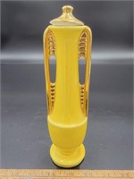 8" Yellow Lidded Vase