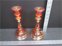 Carnival Imperial Marigold Pair of Candlesticks