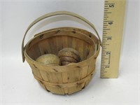 Salesman Sample Basket w/ 3 Vtg. Wood Tops. Some