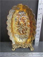 Carnival Imperial Amber Pansy Pickle Dish