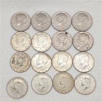 16 Kennedy Half Dollars Incl 1 1964