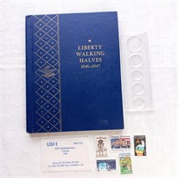 Liberty Walking Halves Book + US Comm. Stamps Etc