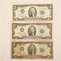 (3) 1976 $2 Fed Res Notes