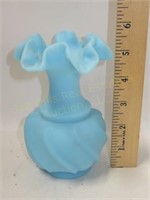 Fenton Blue Satin Vase