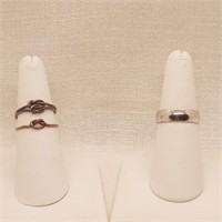 3 Sterling Rings Incl Lovers Knots