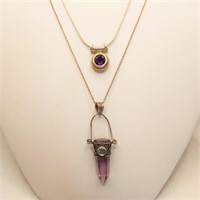 2- Sterling & Amethyst Necklaces