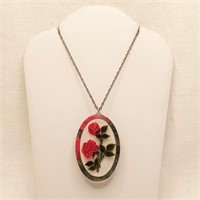 Vintage Lucite Roses w/ Sterling Chain