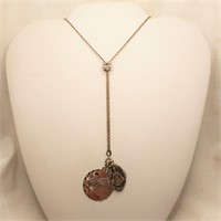 Sterling Slide Necklace w/ 2 Charms