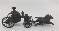 Cast Iron Horses with Fire Engine Pumper