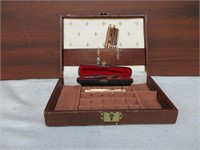 Lot of 2 Tie Clips, 2 Pipes, 3 Pens in Box
