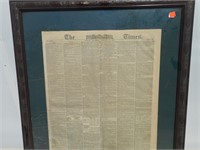 FRAMED 1885 LONDON ENGLAND NEWSPAPER