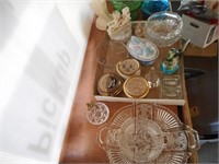 ASSORTED GLASS WARE, TRINKET BOXES