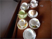 7 ASSORTED TEA CUPS, ROYAL ALBEET, ROYALTY ETC