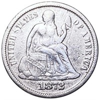 1872 Seated Liberty Dime LIGHTLY CIRCULATED