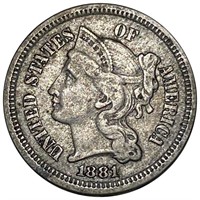 1881 Three Cent Nickel XF