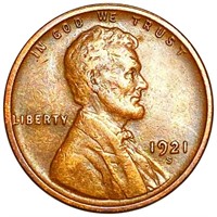 1921-S Lincoln Wheat Penny ABOUT UNCIRCULATED