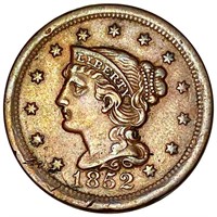 1852 Braided Hair Large Cent XF+