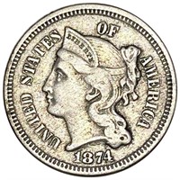 1874 Three Cent Nickel LIGHTLY CIRCULATED