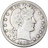 1908-D Barber Silver Quarter NICELY CIRCULATED