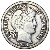 1914-D Barber Silver Dime NICELY CIRCULATED