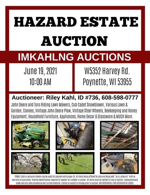 Imkahlng Auctions - Hazard Estate - Live/Onsight Only
