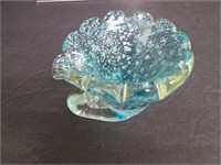 Blue/Silver-Spackled Art Glass Piece