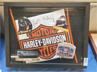 Framed Harley Davidson t-shirt autographed by