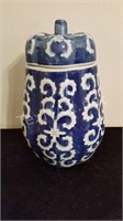 Blue & White Jar With Lid