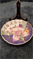 Oriental Hand Painted Plate with Stand