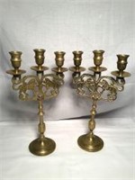 Victorian Brass Candleabra Set