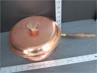 3pc Copper Double Boiler Pot, Wooden Handles