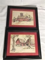Original Prints Framed Signed by June Cass