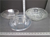 3 Glass Bowls, 1 is Fireking with Lid