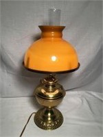 Victorian Converted Oil Lamp w Butterscotch shade