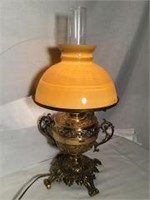 Victorian Converted Oil Lamp w Butterscotch shade