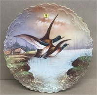 Large Game Plate 2 Mallard ducks in flight
