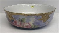 Bowl w/ underplate  with gold drim and handpainted