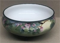 Three footed bowl with hand-painted flowers