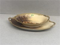 (2 pc. Lot) Decorated Nut dishes