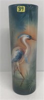 Cylinder Vase with hand-painted bird