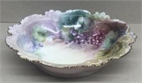 8 in. hand-painted deep bowl depicting grapes w/ r