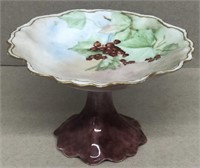 Stemmed Compote with handpainted red berries