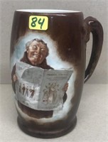 Hand-painted mug w/ frier tuck reading the paper