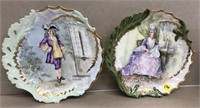 (2) Plates w/Colonial Man and Woman