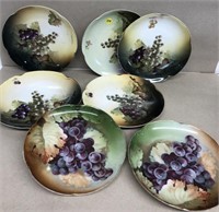 (7) Hand-painted GRAPE plates