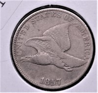 1857 FLYING EAGLE CENT  VF