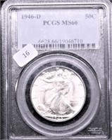 1946 D PCGS MS66 WALKING HALF DOLLAR*