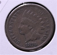 1876 INDIAN HEAD CENT F KEY