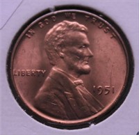 1951 GEM RED LINCOLN CENT